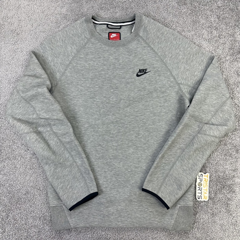 Nike Tech Fleece Sweatshirt Mens Small Gray Crewneck Pullover Swoosh FB7916-063